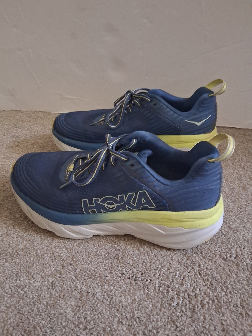 Hoka One One Women's Bondi 6 Running Shoes Size 8.5 Blue Yellow Cushioned